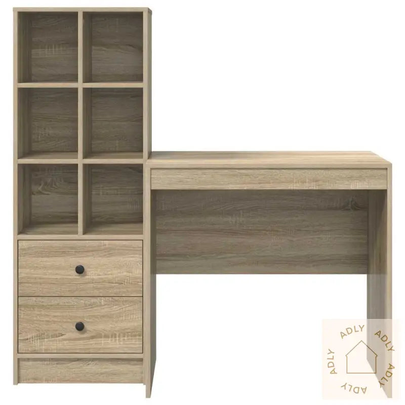 Skrivebord Med Lagring Sonoma Eik Konstruert Tre