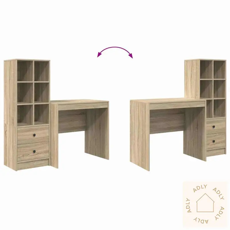 Skrivebord Med Lagring Sonoma Eik Konstruert Tre