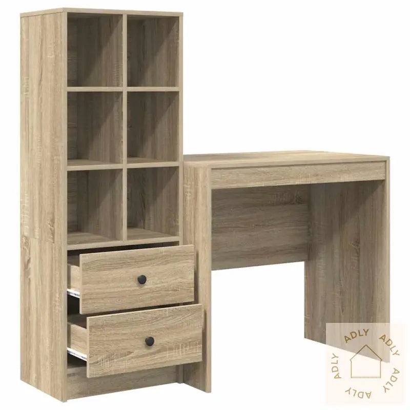 Skrivebord Med Lagring Sonoma Eik Konstruert Tre