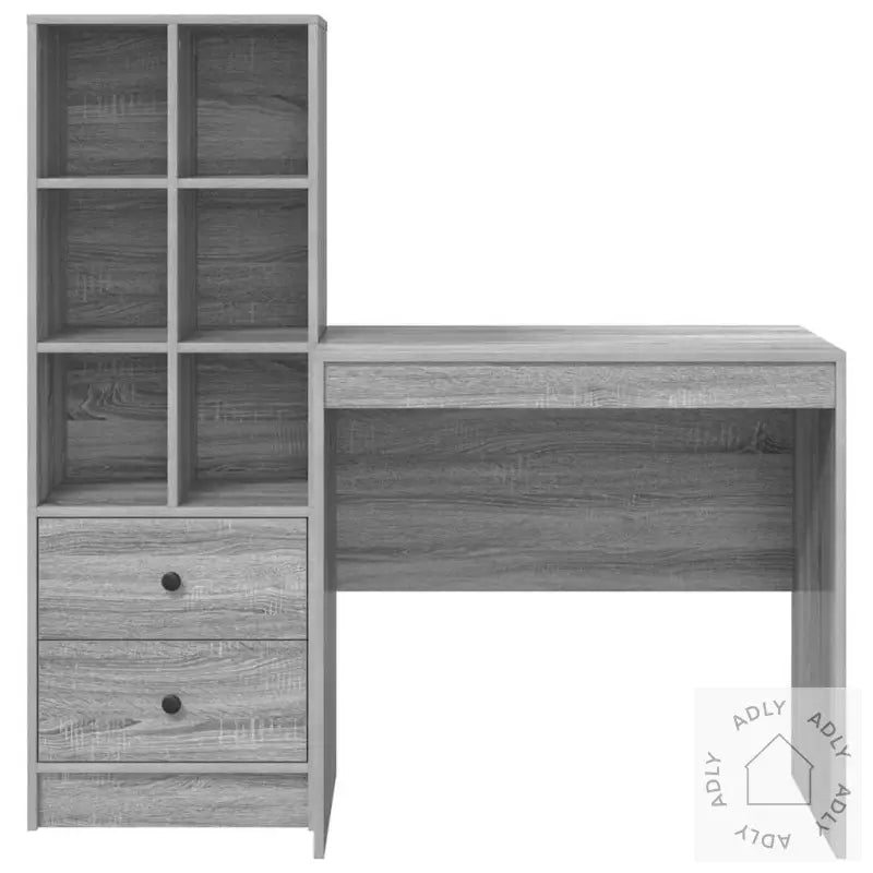 Skrivebord Med Lagring Grå Sonoma Konstruert Tre