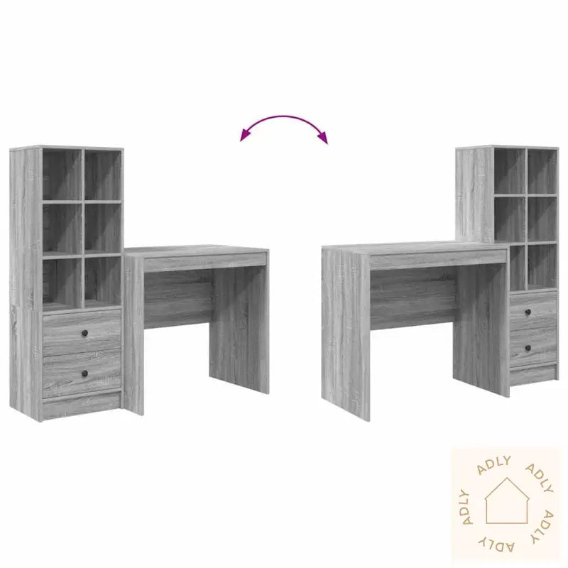 Skrivebord Med Lagring Grå Sonoma Konstruert Tre