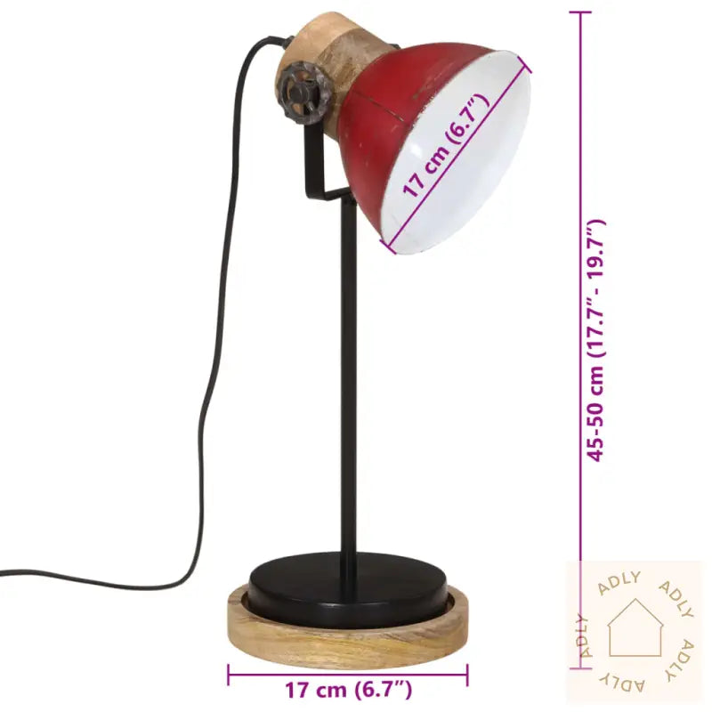 Skrivebordslampe 25 W Mørkerød 17X17X50 Cm E27