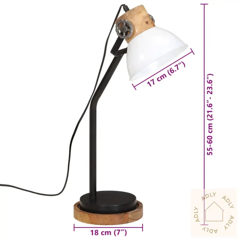 Skrivebordslampe 25 W Hvit 18X18X60 Cm E27