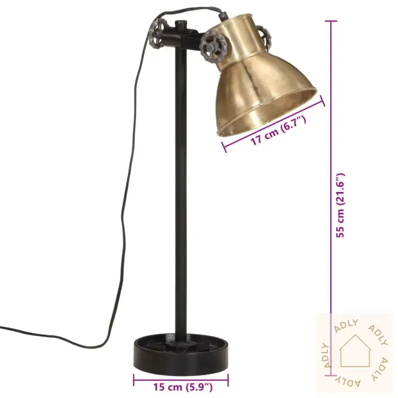 Skrivebordslampe 25 W Antikk Messing 15X15X55 Cm E27