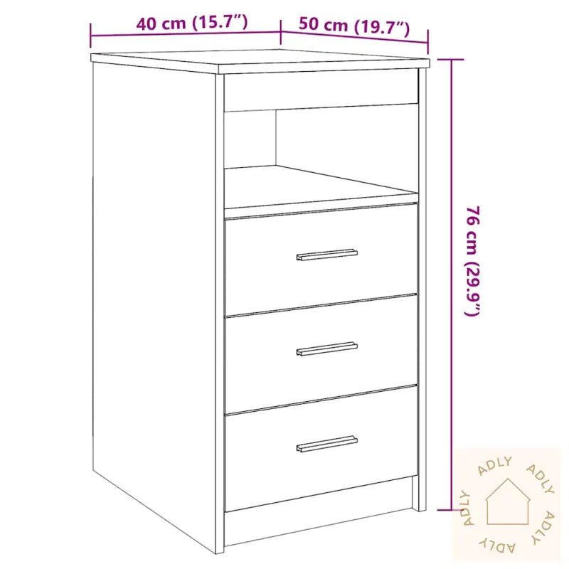 Kommode Svart Eik 40X50X76 Cm Konstruert Tre