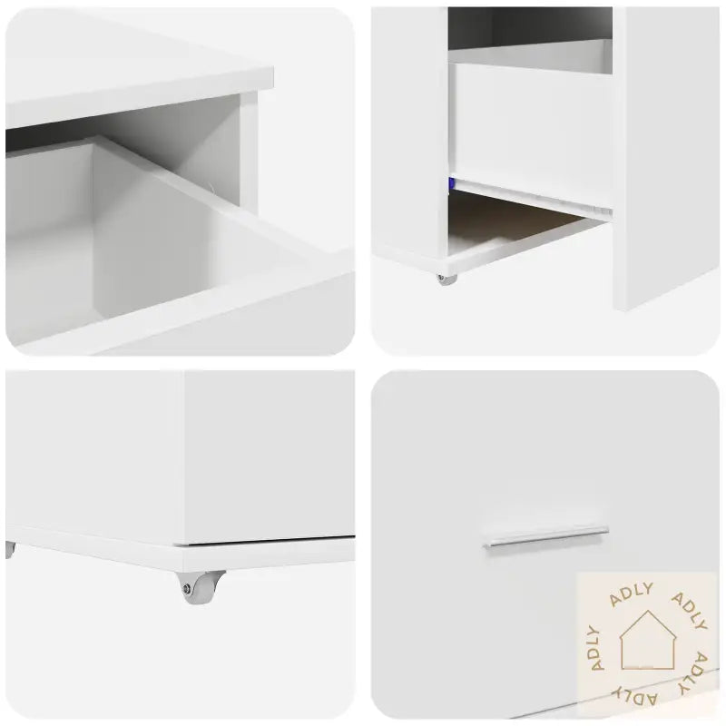 Skuffeskap Med Hjul Hvit 55X45X33,5 Cm Laget Av Tre