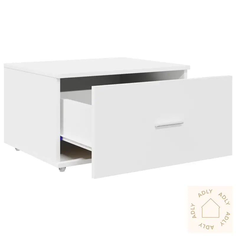 Skuffeskap Med Hjul Hvit 55X45X33,5 Cm Laget Av Tre