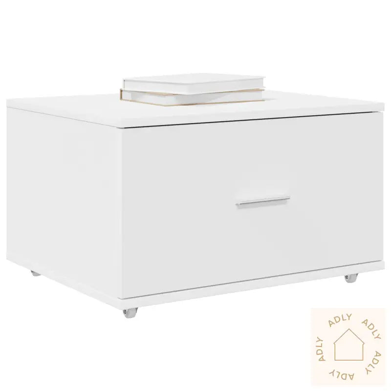 Skuffeskap Med Hjul Hvit 55X45X33,5 Cm Laget Av Tre