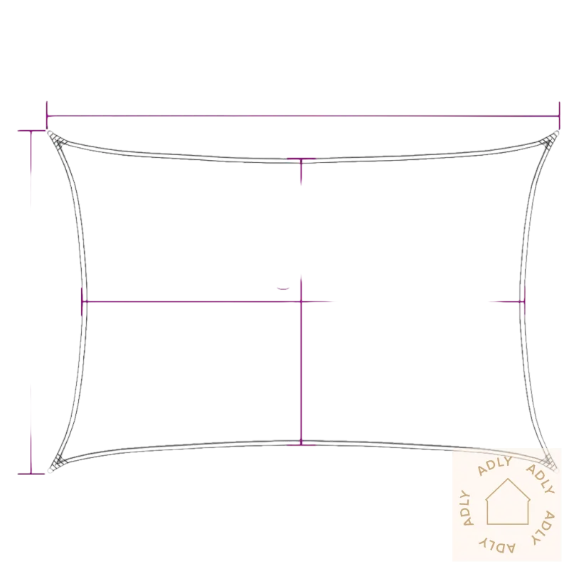 Rectangular skyggefullt hdpe-solseil med mål for hagemøbler og uteplassen