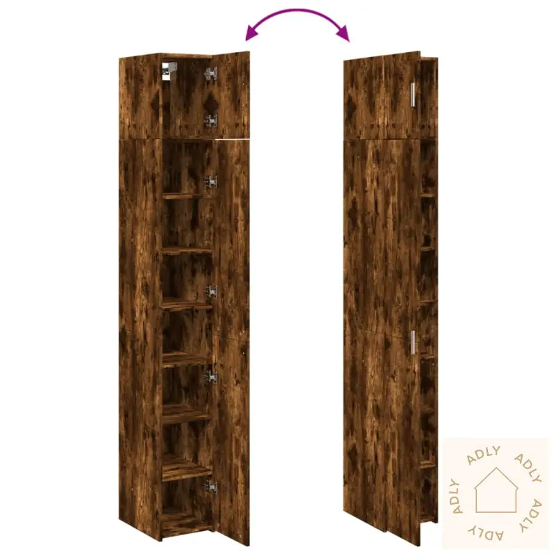 Smalt Oppbevaringsskap Røkt Eik 30X42,5X225 Cm Konstruert Tre