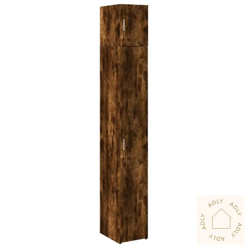 Smalt Oppbevaringsskap Røkt Eik 30X42,5X225 Cm Konstruert Tre
