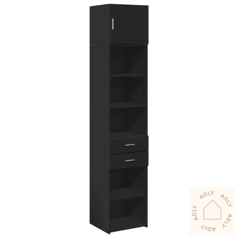 Smalt Oppbevaringsskap Svart 45X42,5X225 Cm Konstruert Tre