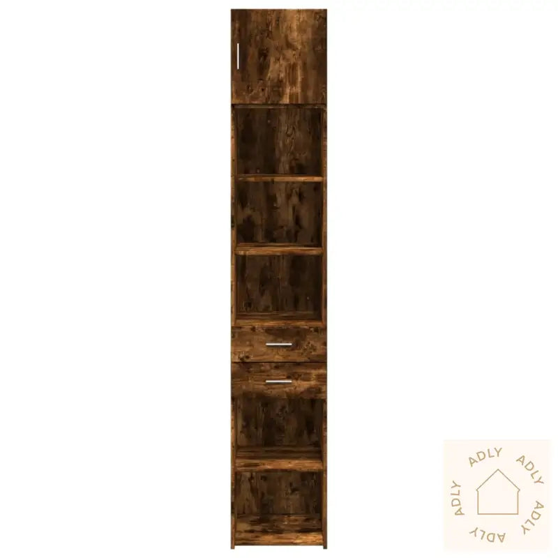 Smalt Oppbevaringsskap Røkt Eik 40X42,5X225 Cm Konstruert Tre