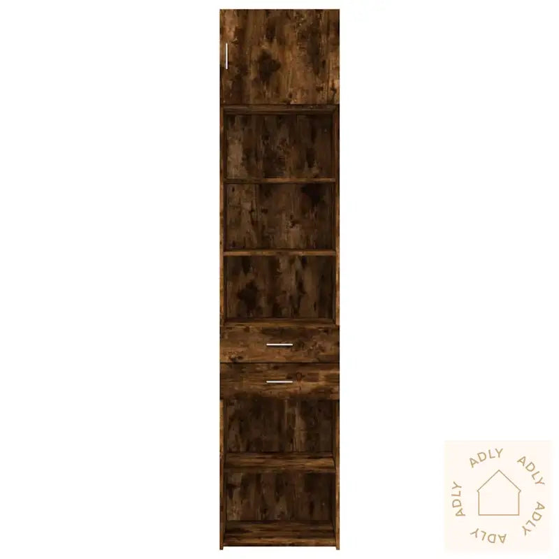 Smalt Oppbevaringsskap Røkt Eik 50X42,5X225 Cm Konstruert Tre