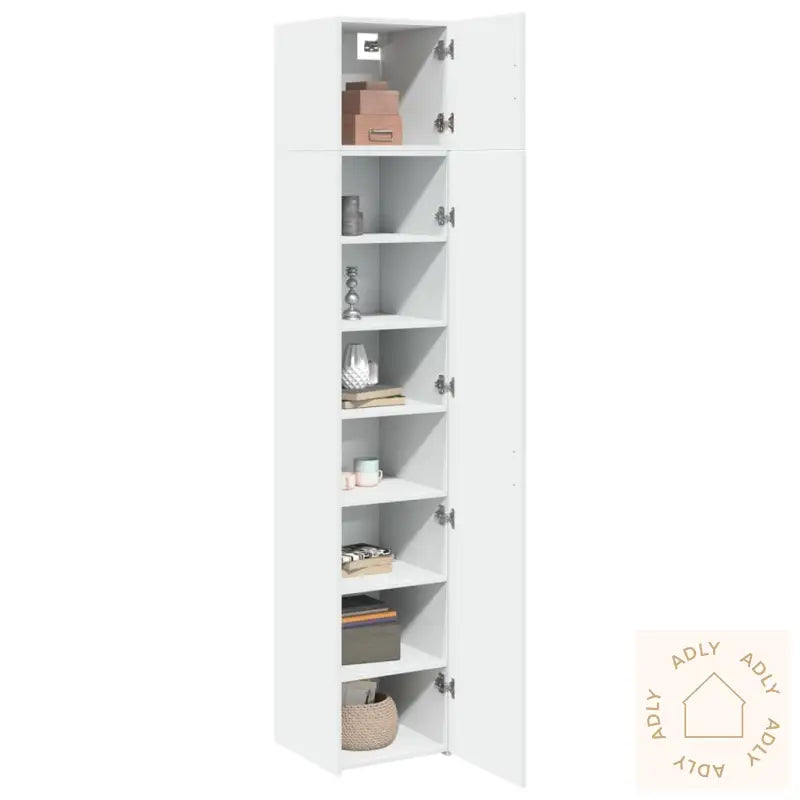Smalt Oppbevaringsskap Hvit 40X42,5X225 Cm Konstruert Tre