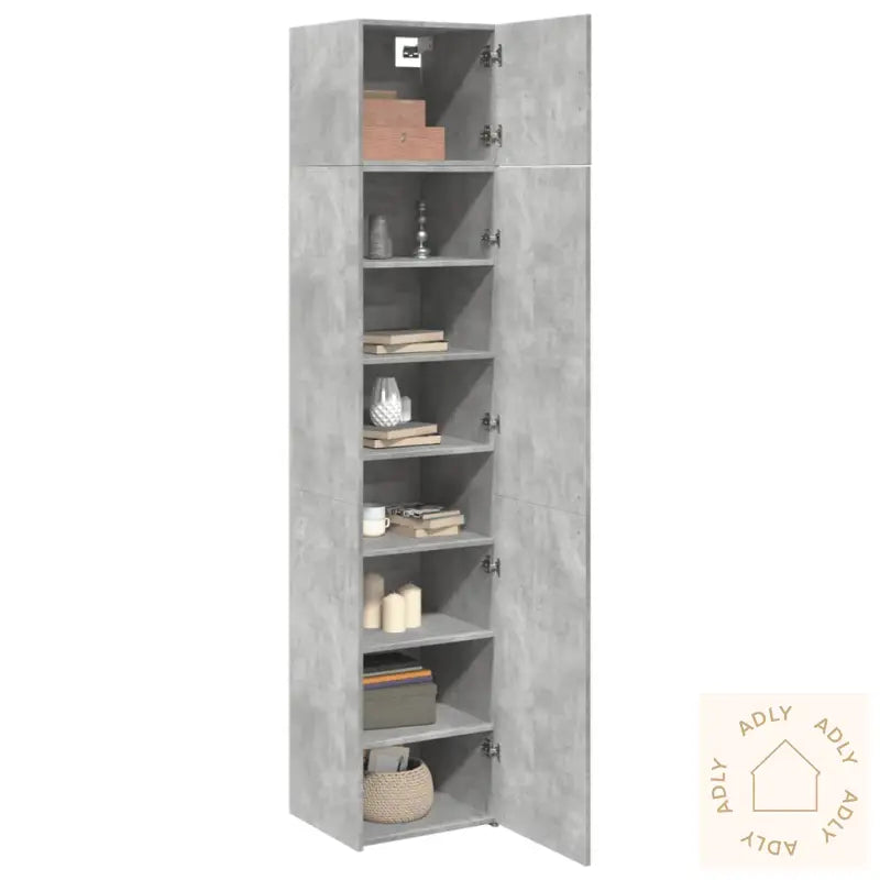 Smalt Oppbevaringsskap Betonggrå 45X42,5X225 Cm Konstruert Tre
