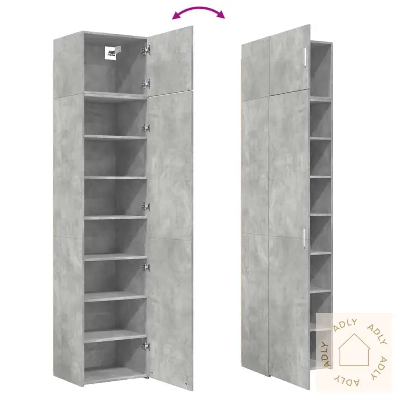 Smalt Oppbevaringsskap Betonggrå 50X42,5X225 Cm Konstruert Tre