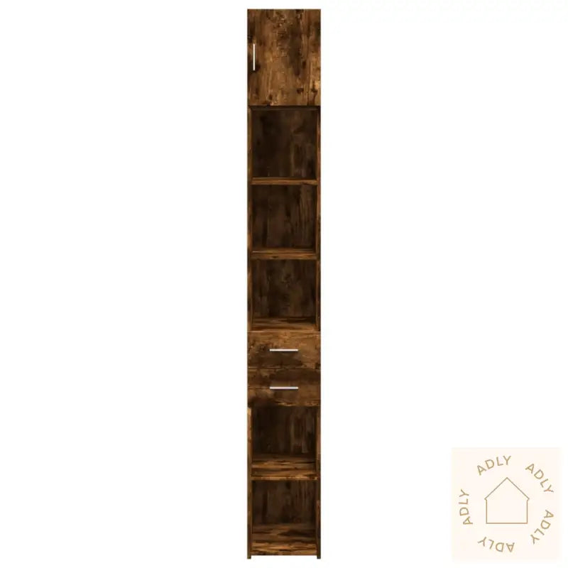 Smalt Oppbevaringsskap Røkt Eik 30X42,5X225 Cm Konstruert Tre