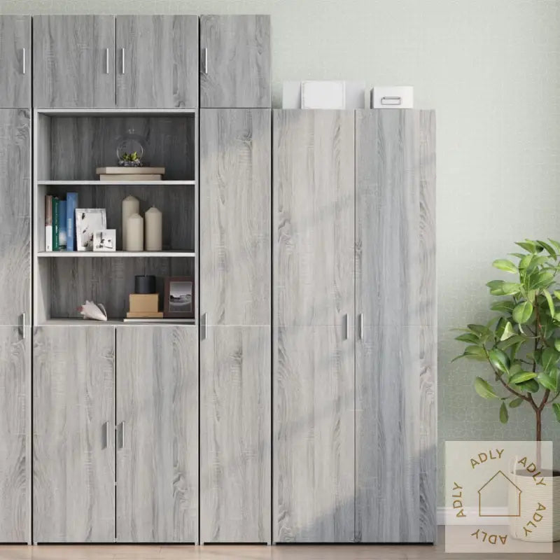 Smalt Oppbevaringsskap Grå Sonoma 30X42,5X225 Cm Konstruert Tre
