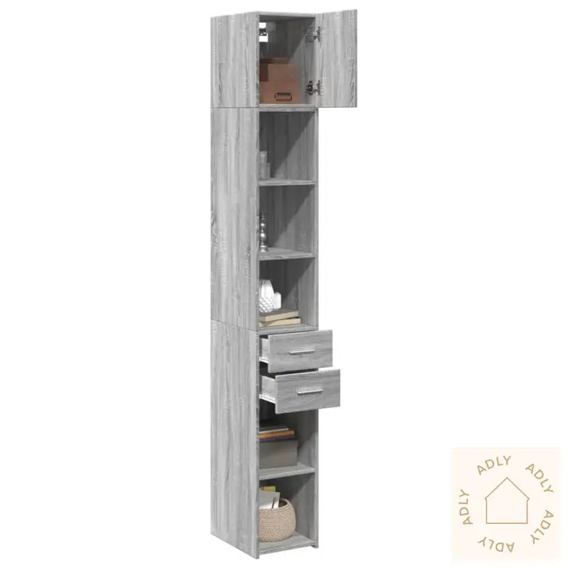 Smalt Oppbevaringsskap Grå Sonoma 30X42,5X225 Cm Konstruert Tre