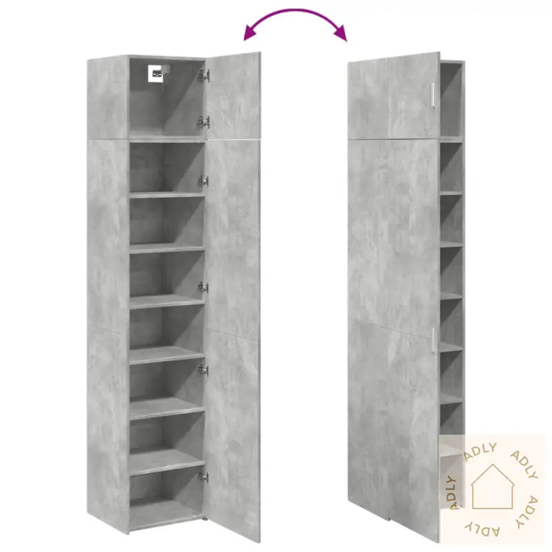 Smalt Oppbevaringsskap Betonggrå 45X42,5X225 Cm Konstruert Tre