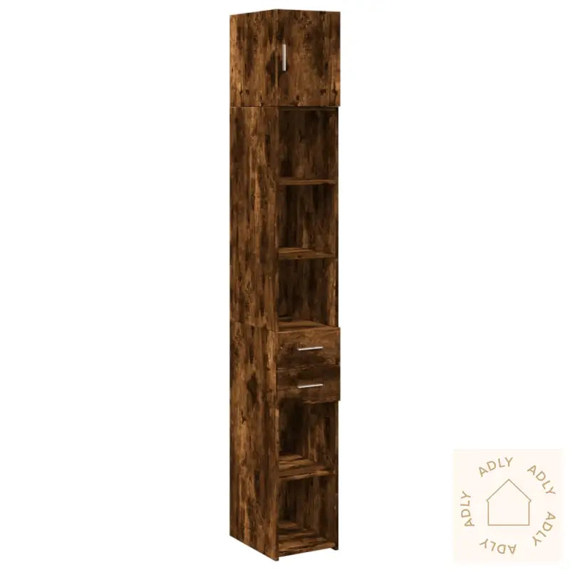 Smalt Oppbevaringsskap Røkt Eik 30X42,5X225 Cm Konstruert Tre