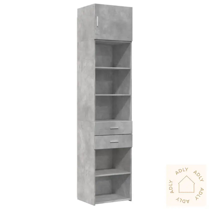 Smalt Oppbevaringsskap Betonggrå 50X42,5X225 Cm Konstruert Tre