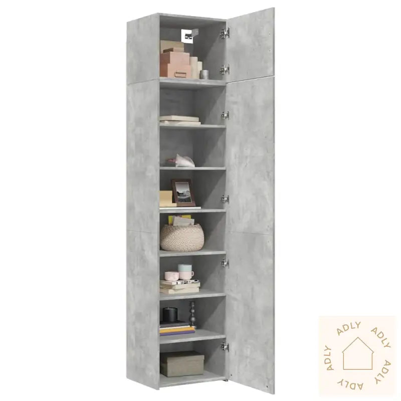 Smalt Oppbevaringsskap Betonggrå 50X42,5X225 Cm Konstruert Tre