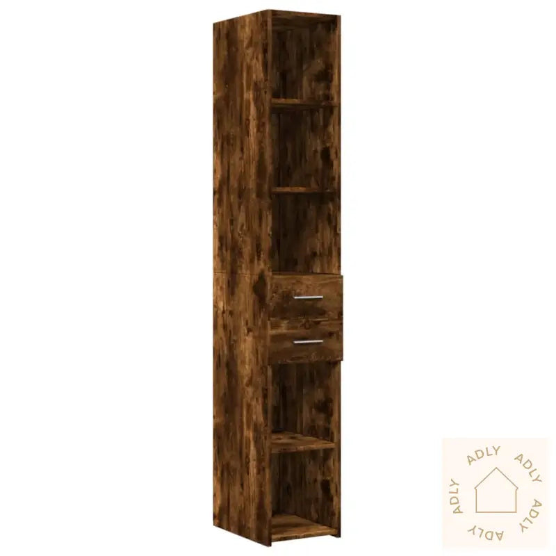 Smalt Oppbevaringsskap Røkt Eik 30X42,5X225 Cm Konstruert Tre