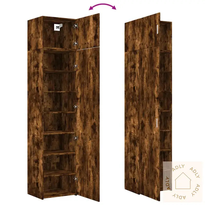 Smalt Oppbevaringsskap Røkt Eik 50X42,5X225 Cm Konstruert Tre