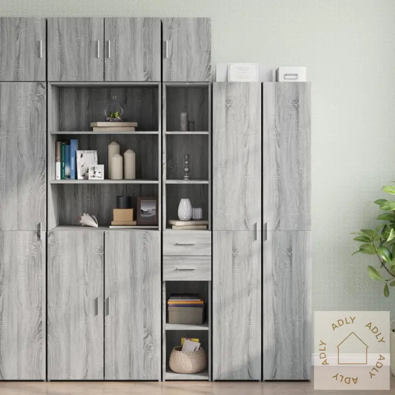 Smalt Oppbevaringsskap Grå Sonoma 30X42,5X225 Cm Konstruert Tre