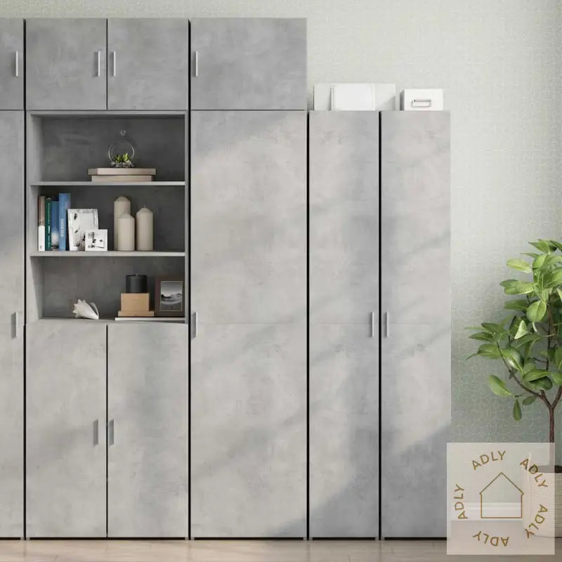 Smalt Oppbevaringsskap Betonggrå 50X42,5X225 Cm Konstruert Tre