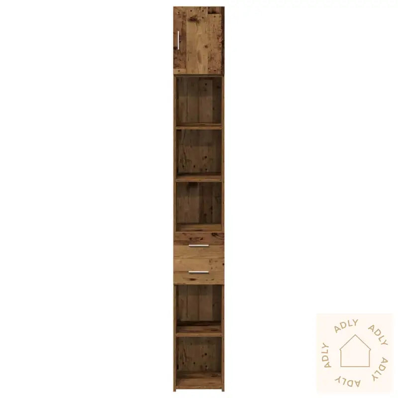 Slim Storage Cabinet Gamle Treverk 30X42.5X225 Cm Ingeniørtre