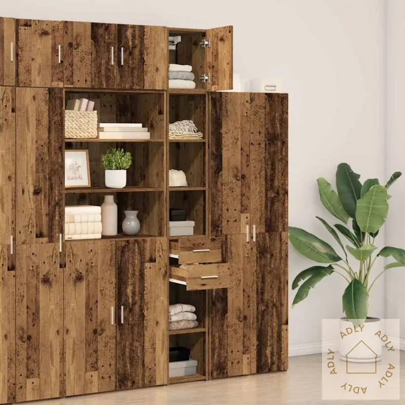 Slim Storage Cabinet Gamle Treverk 30X42.5X225 Cm Ingeniørtre
