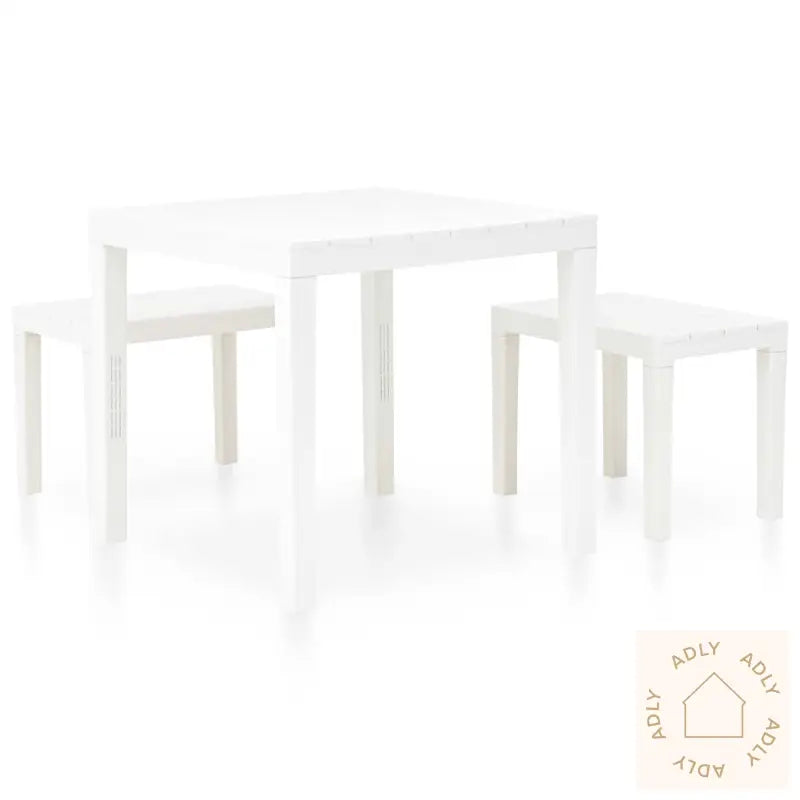 Hagebord Med 2 Benker Plast Hvit