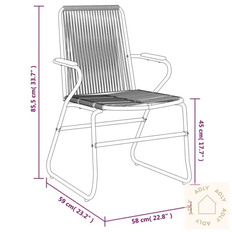 Hagestoler 2 Stk Svart 58X59X85,5 Cm Pvc Rotting