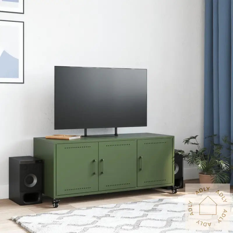 Tv-Benk Olivengrønn 100,5X39X43,5 Cm Stål