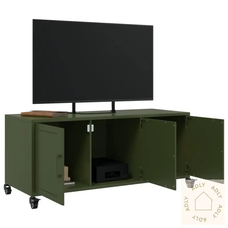Tv-Benk Olivengrønn 100,5X39X43,5 Cm Stål