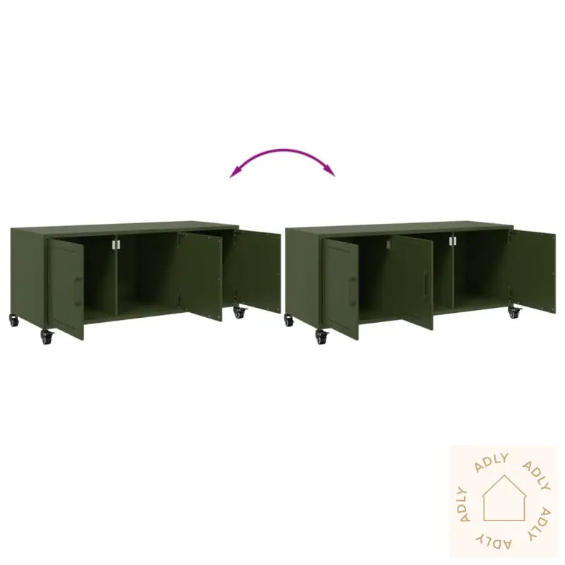 Tv-Benk Olivengrønn 100,5X39X43,5 Cm Stål