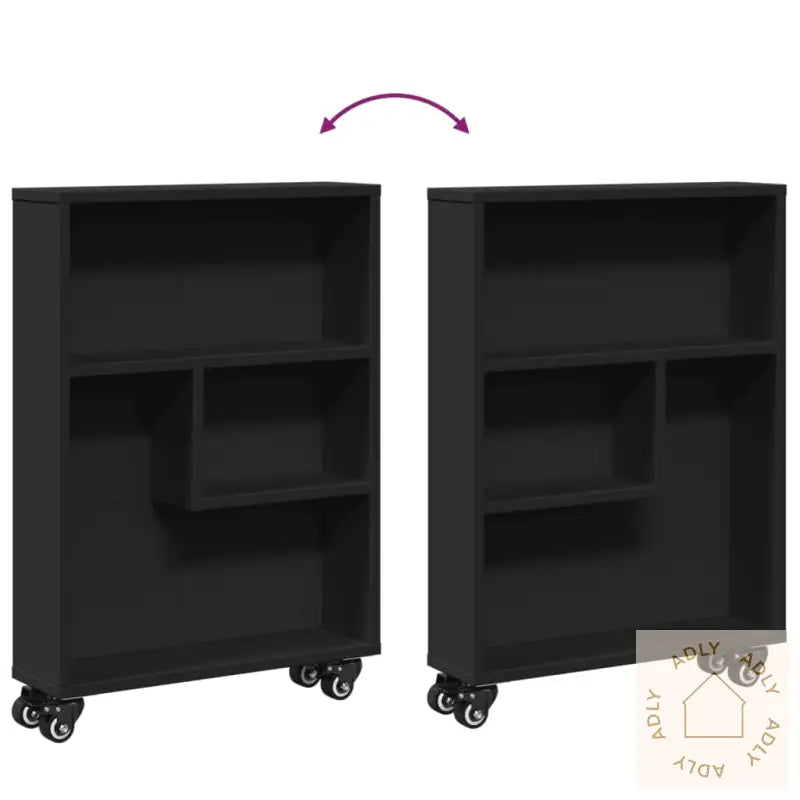 Smal Oppbevaringsvogn Svart 48X13X68 Cm Konstruert Tre