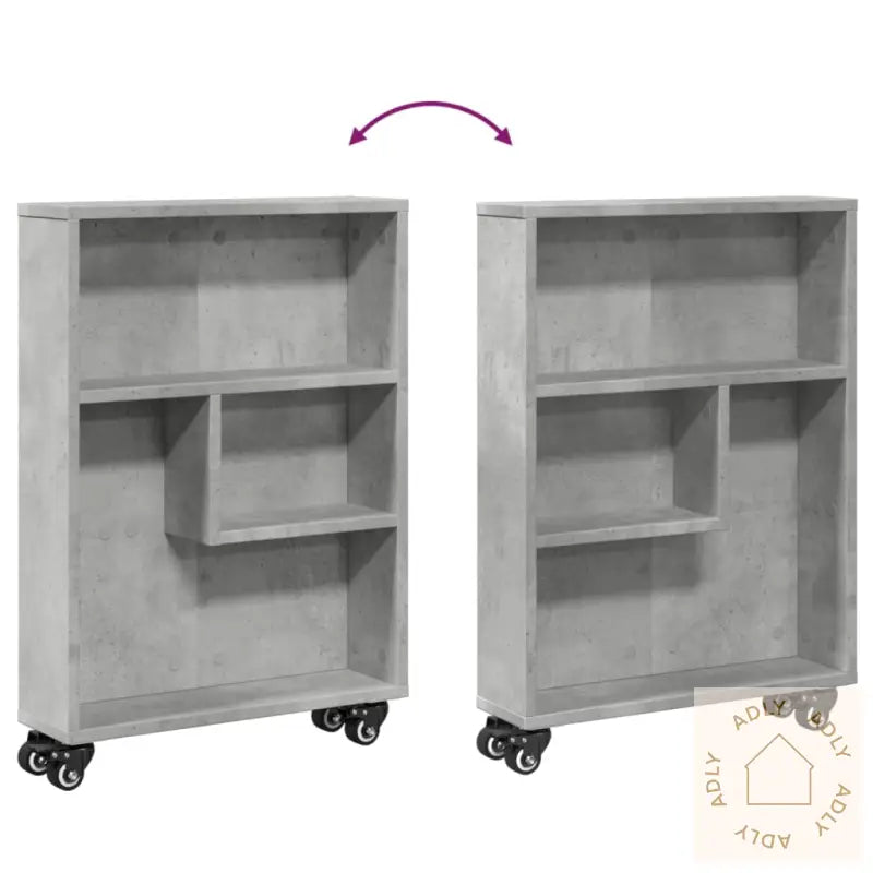 Smal Oppbevaringsvogn Betonggrå 48X13X68 Cm Konstruert Tre
