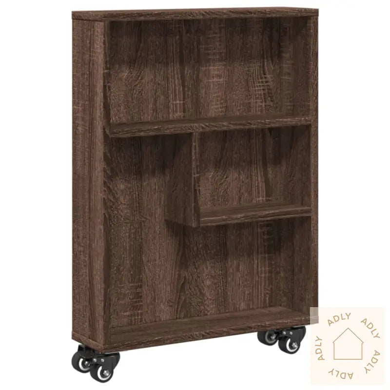 Smal Oppbevaringsvogn Brun Eik 48X13X68 Cm Konstruert Tre