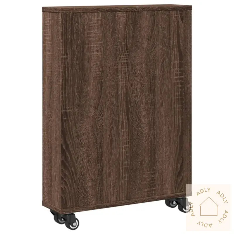 Smal Oppbevaringsvogn Brun Eik 48X13X68 Cm Konstruert Tre