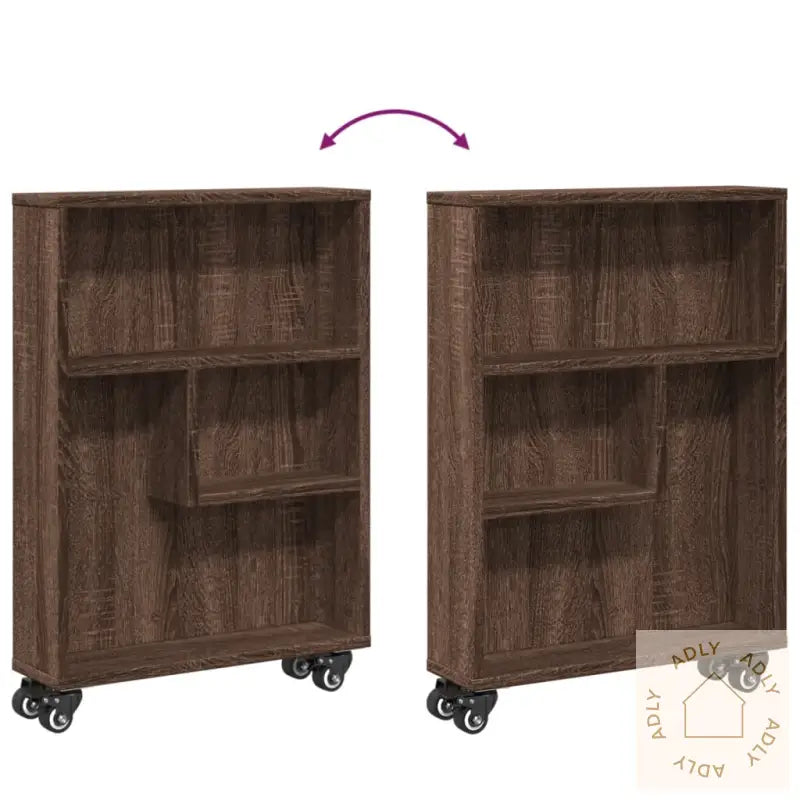Smal Oppbevaringsvogn Brun Eik 48X13X68 Cm Konstruert Tre