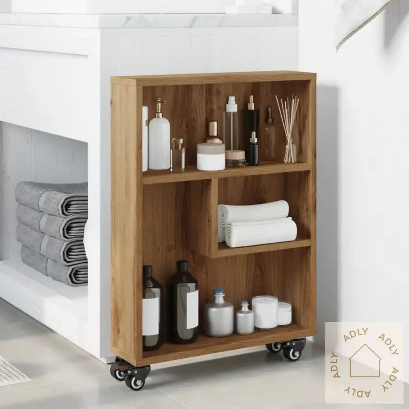 Smal Oppbevaringsvogn Artisan Eik 48X13X68 Cm Konstruert Tre