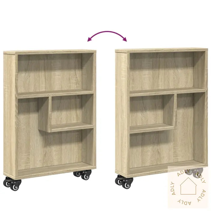 Smal Oppbevaringsvogn Sonoma Eik 48X13X68 Cm Konstruert Tre