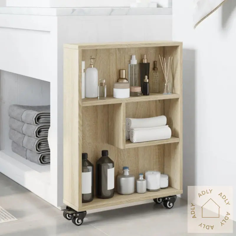 Smal Oppbevaringsvogn Sonoma Eik 48X13X68 Cm Konstruert Tre
