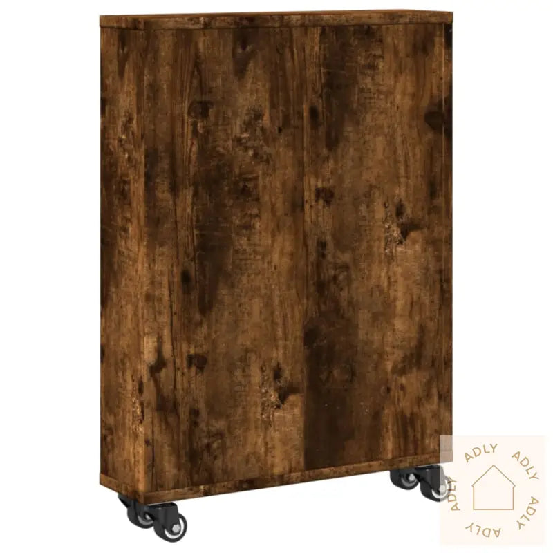 Smal Oppbevaringsvogn Røkt Eik 48X13X68 Cm Konstruert Tre