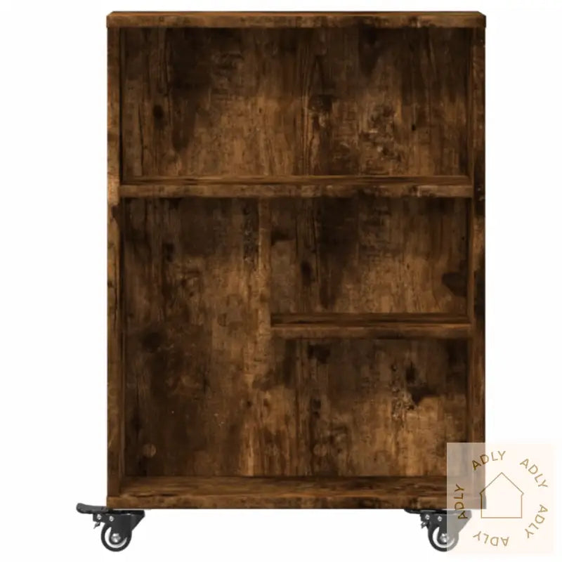 Smal Oppbevaringsvogn Røkt Eik 48X13X68 Cm Konstruert Tre