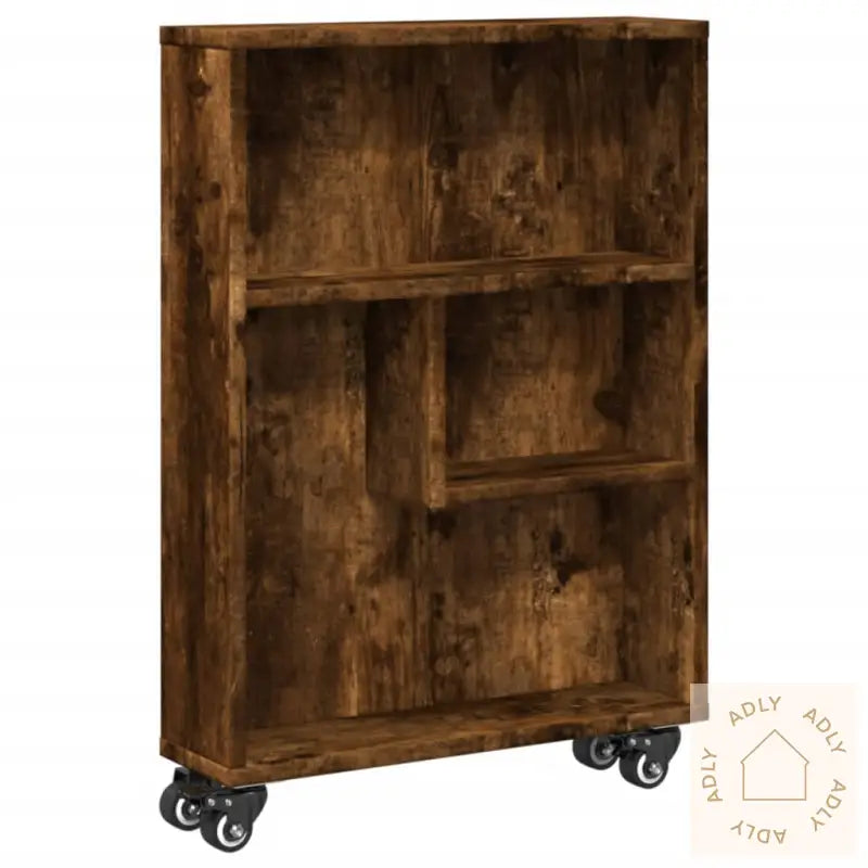 Smal Oppbevaringsvogn Røkt Eik 48X13X68 Cm Konstruert Tre